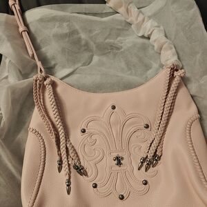Elegant Pink Fleur de Lis Vegan Leather Bag